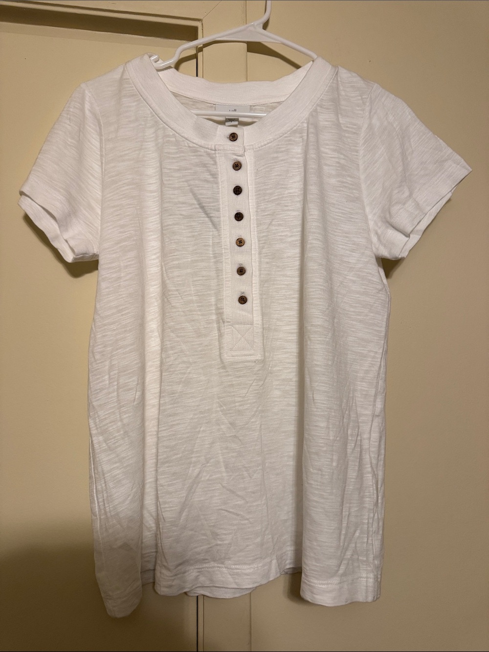J. Jill White Short-Sleeve Henley Tee with Button Placket